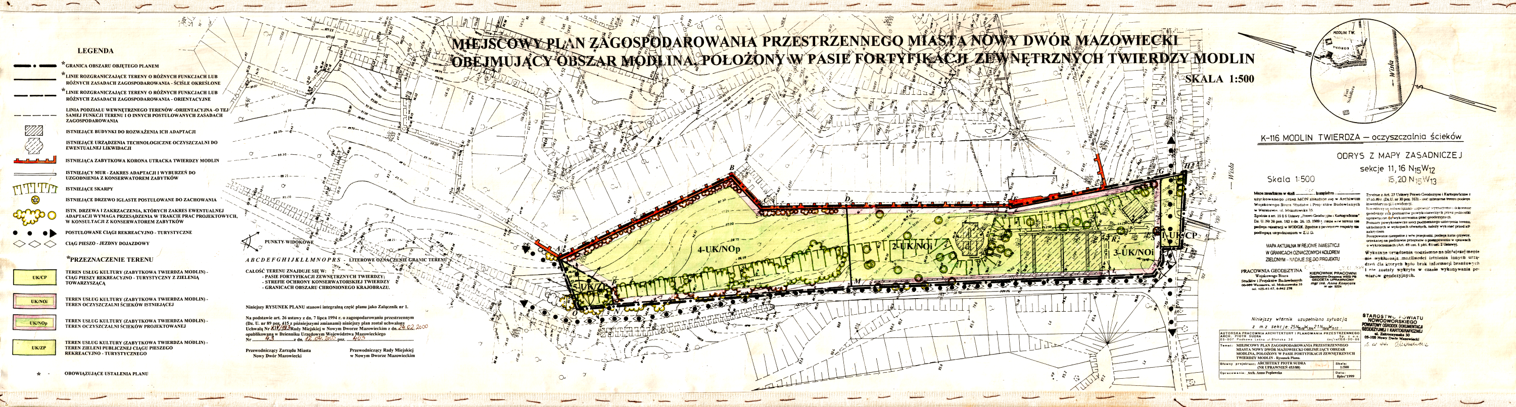 Mapa Miejscowego planu zagospodarowania przestrzennego w Modlinie Twierdzy